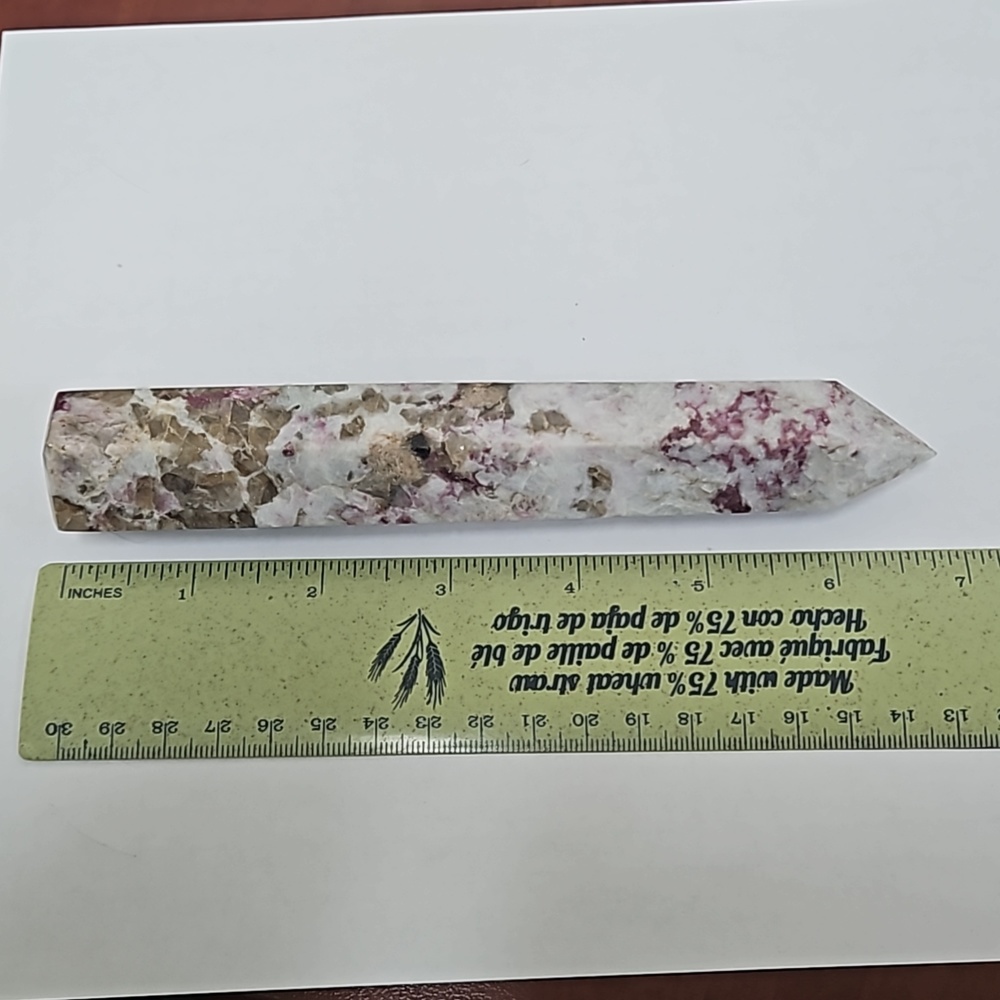 Pink tourmaline tower. Wobbly when stands